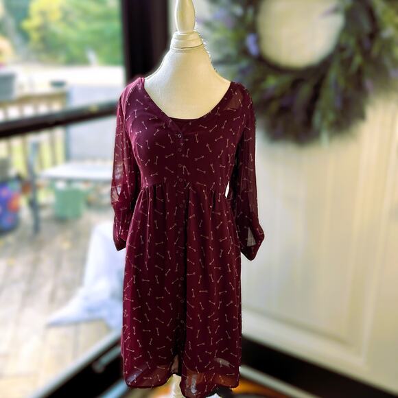 torrid Dresses & Skirts - Torrid Little Arrow Burgundy Skater Dress – Size 2 (18) | NWT
